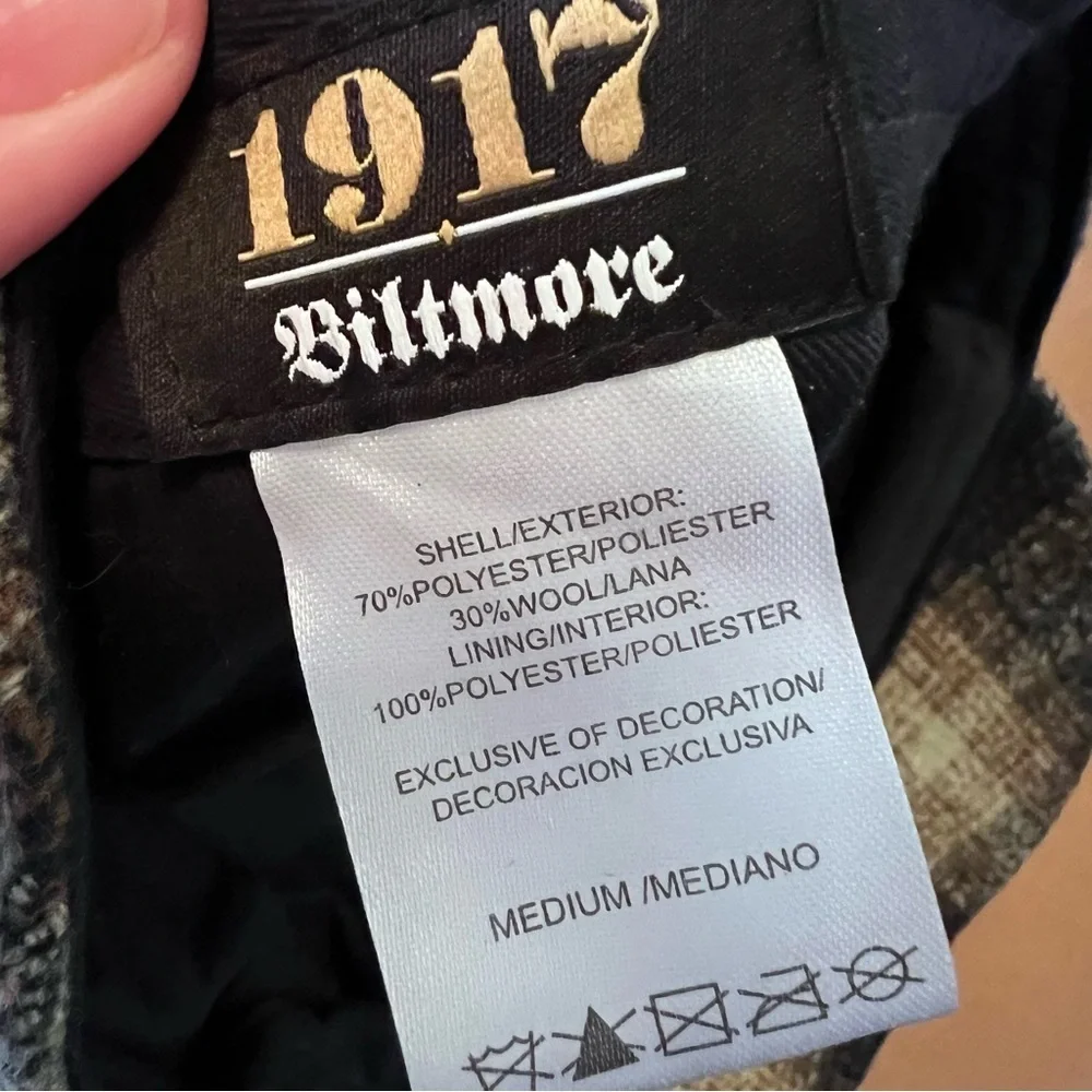 Biltmore 1917 Men’s Flat Cap Plaid Wool Blend size M NWT